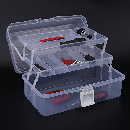 Kunststoff Mehrzweck 3 Tabletts Art Craft Supply Aufbewahrungsbox Tool Organizer Container Fall, Erste Hilfe Versorgung Fall Aufbewahrungsbox Box mit herausnehmbarem Tablett(Transparent)
