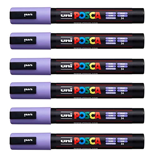 Posca PC-5M Marker von Uni-Ball, in 35 Farben erhältlich, 12er-Packung Lilac
