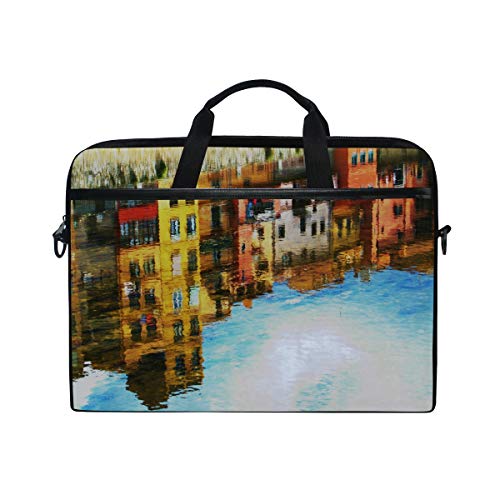 LUNLUMO Art Town Rivar Painting 15 Zoll Laptop und Tablet Tasche Durable Tablet Sleeve for Business/College/Women/Men