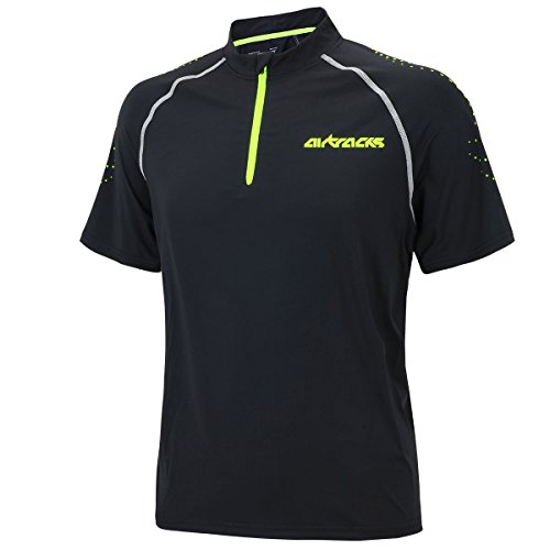 Airtracks FUNKTIONS Laufshirt Kurzarm PRO Team/Running T-Shirt/Funktionsshirt/ATUMUNGSAKTIV Spandex - schwarz - XXL