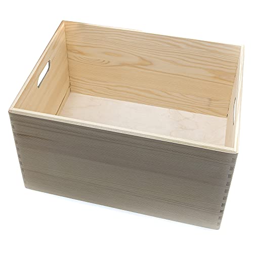 HolzFee Holzkiste 40 x 30 cm Allzweckkiste Holz Kiste Holzbox AUSWAHL-Angebot (mit Griffe / stapelbar)