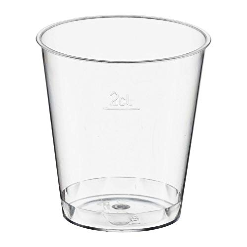 500 Stk. Einweg-Schnapsglas 2cl, PS, mit Eichstrich, transparent glasklar
