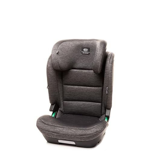 4BABY Kindersitz APP-FIX 100-150CM I-SIZE 15-36kg Norm ECE R129, 3-12 Jahre, Isofix Seitenprotektoren, Zusätzlicher Kopfschutz, Neigungsverstellung (Grau)