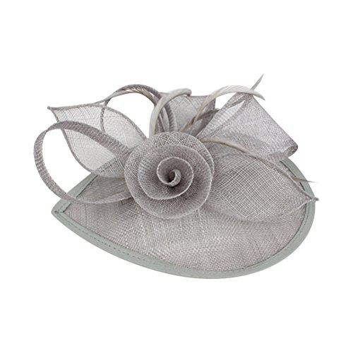 Frcolor Fascinator Hut, Hochzeit Feather Hut Filz Hut für Frauen (grau)