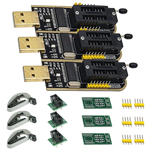AZDelivery 3 x CH341A SOIC8 SOP8 Chip IC Testclip 25CXX / 24CXX Serie EEPROM Programmer Flash Bios USB Programmer mit 1,8 Adapter (SB-Programmierer + SOP8-Clip) inklusive EBook