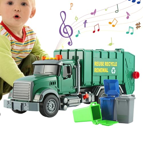 Huaxingda Müllwagen-Spielzeug, Realistischer Müllwagen mit Ton und Licht, Großer Recycling-im Maßstab 1:12, KinderMüllwagen Montage, reibungsbetriebenes Müllspielzeug, Geschenke für Jungen
