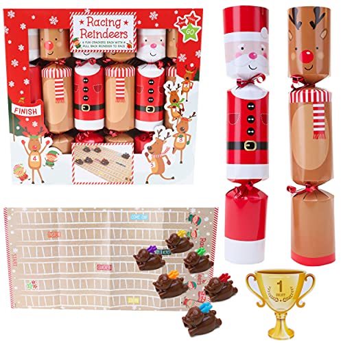 Toyland® Packung mit 6 lustigen Weihnachtscrackern mit Santa-Charakter, um in die Werkstatt des Weihnachtsmanns zu rennen