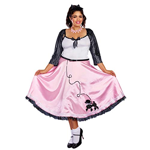 Krause & Sohn XXL Rockabilly Kostüm Grace 60er Jahre für Damen Gr. XL-XXL Kleid rosa Fasching Karneval (XL)