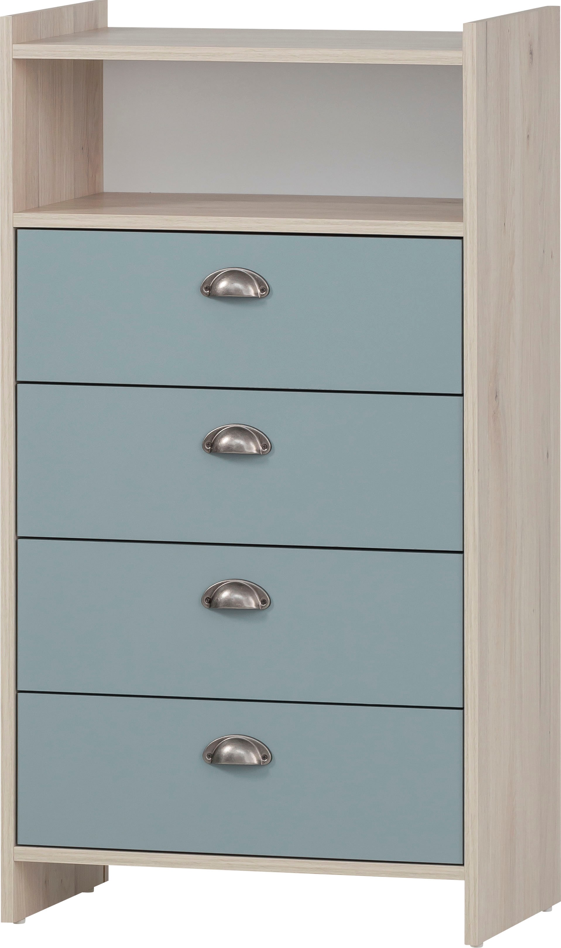 Schildmeyer Lindholm Highboard, Holzwerkstoff, Sandeiche Dekor/Taubenblau, 60,1 x 33 x 104 cm