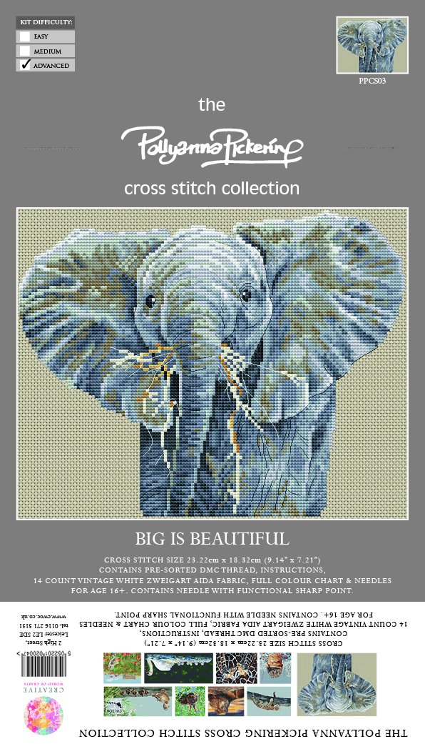 Creative World of Crafts "Big is Beautiful Pollyanna Pickering Kreuzstich-Stich-Set, Mehrfarbig