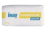 Knauf Fugenfüller leicht zum Verspachteln von Gipsplatten mit HRK/HRAK, mit Fugen-Deckstreifen, 25 kg – Gips-Spachtel, sehr ergiebige Füllspachtel-Masse, Hellgrau