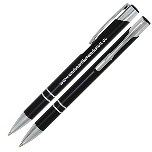 ROTH Marketing Kugelschreiber schwarz aus Metall 100 Stück/Aluminium eloxiert mit individueller Gravur