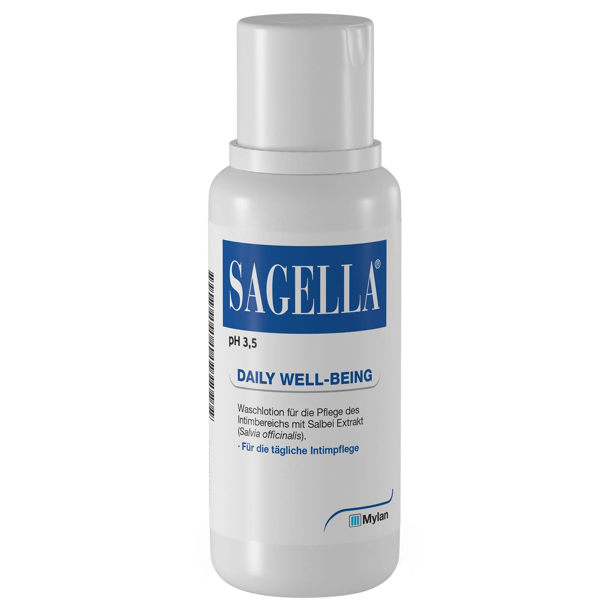 SAGELLA pH 3,5 – DAILY WELL-BEING: Intimwaschlotion mit Milchsäure und Salbei-Extrakt für die tägliche Intimpflege, 500 ml