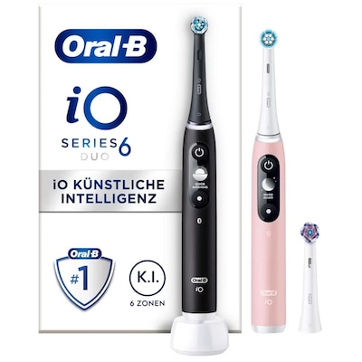 Oral-B iO Duo - Erwachsener - Vibrierende Zahnbürste - Tägliche Pflege - Zahnfleischpflege - Puls - Sensibel - für weiße Zähne - Schwarz - Rose - 2 min - Schwarz - Rose (4210201448853)