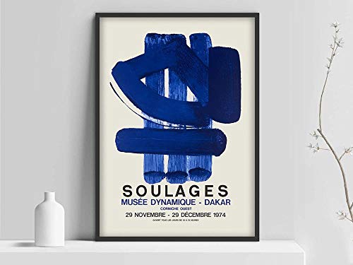 LYFCV Soulages Ausstellungsplakat, Pierre Soulages Plakat, Soulage Druck, Kunstdrucke Druck, Museumsausstellung, Absthibition 50X70cm 20x28 Zoll ohne Rahmen