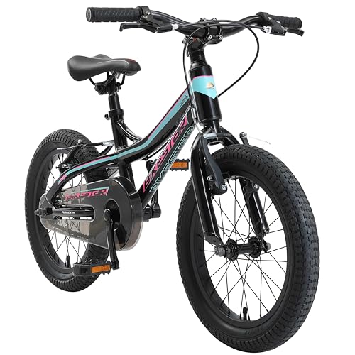 BIKESTAR Kinder Fahrrad Aluminium Mountainbike mit V-Bremse für Mädchen und Jungen ab 4-5 Jahre | 16 Zoll Kinderrad MTB | Schwarz & Blau
