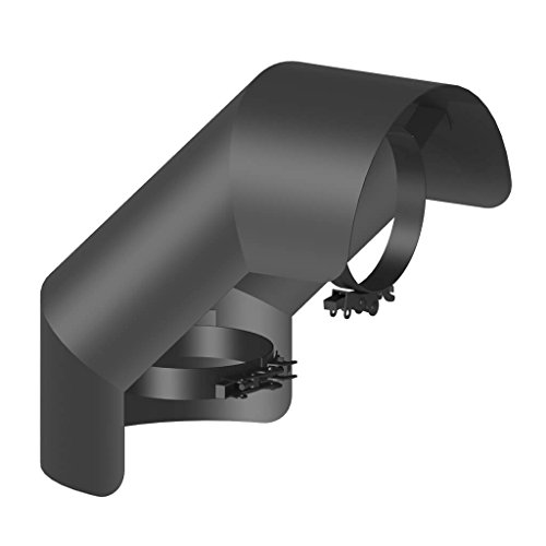 Ø 130mm Ofenrohr Strahlungsschutz Bogen 90° stehend schwarz - 2 mm Stahlblech - Senotherm-Beschichtung - für den Sichtbereich geeignet. - Hitzeschutzblech - Ofenrohrschutzblech