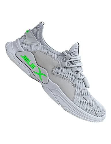 JELEX Performance Herren Sneaker. Atmungsaktive, rutschfeste Sportschuhe mit Mesh-Obermaterial. (Grau, eu_Footwear_Size_System, Adult, Numeric, medium, Numeric_44)