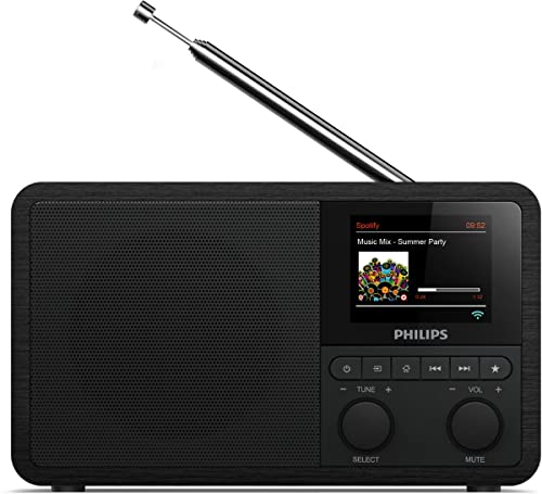 Philips Internetradio DAB+ PR802/12 Radiowecker DAB+ (Bluetooth, DAB+, Sleep Timer, Dual Alarm, Spotify Connect) Schwarz