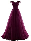 Romantic-Fashion Damen Ballkleid Abendkleid Brautkleid Lang Modell E270-E275 Rüschen Schnürung Tüll DE Lila Größe 48