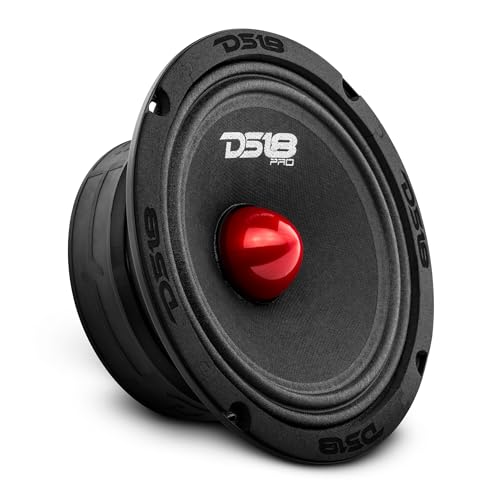 DS18 PRO-GM6.4B – 6,5" midrange, rote Aluminiumkugel, max 480 W, 4 Ohm, 1,5 Zoll Kapton VC Premium-Audio-Türlautsprecher für Auto- oder LKW-Stereo-Soundsystem (1 Lautsprecher)