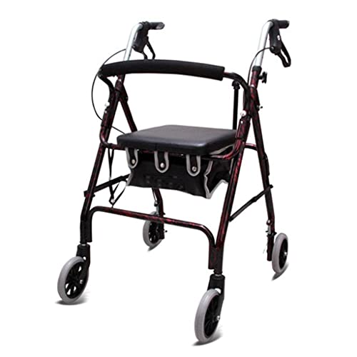 Simple Idea Rollator mit 4 Rädern, mit Sitz und Verstärker, Tasche, Senioren-Einkaufstrolley, Mobilitätshilfe für Erwachsene, Senioren, ältere Menschen & Amp; Handicap-Aluminium-Transportstuhl, Stern