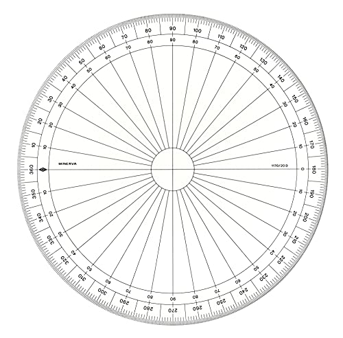 MINERVA Vollkreis Winkelmesser, Grad 360°, 20 cm, transparent