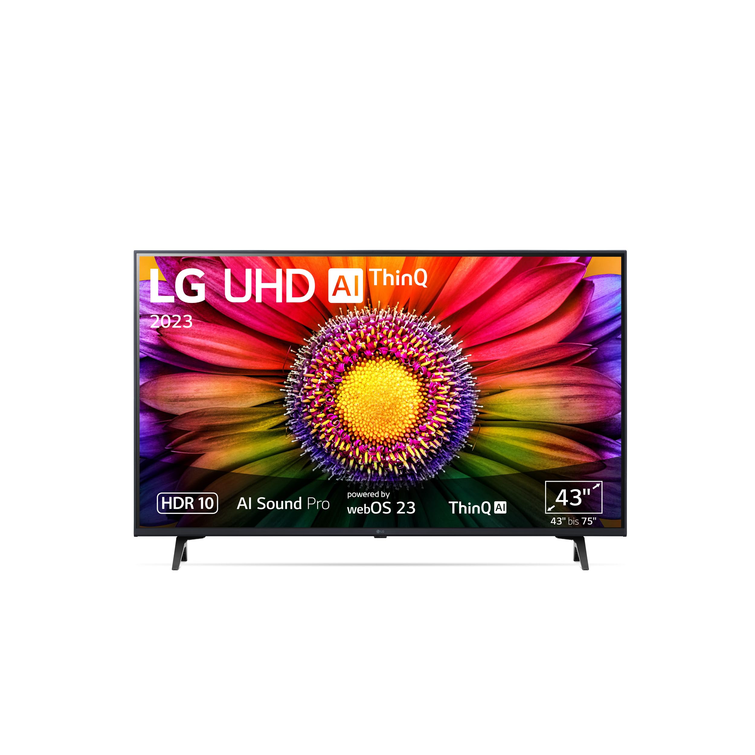 LG 43UR80006LJ 109 cm (43 Zoll) UHD Fernseher (Active HDR, 60 Hz, Smart TV) [Modelljahr 2023]