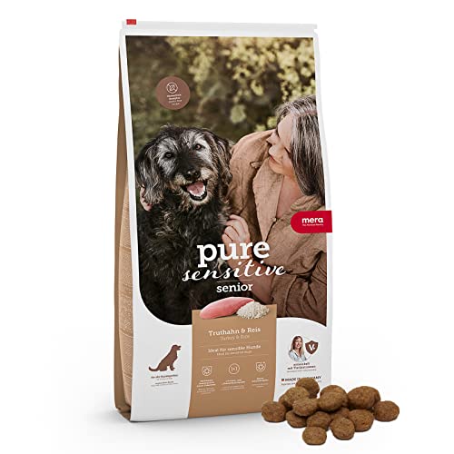 MERA pure sensitive Senior Truthahn und Reis Hundefutter - Trockenfutter für die tägliche Ernährung älterer, nahrungssensibler Hunde