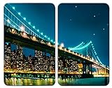 WENKO Herdabdeckplatte Universal Brooklyn Bridge, 2er Set Herdabdeckung für alle Herdarten, Gehärtetes Glas, 30 x 52 cm, mehrfarbig