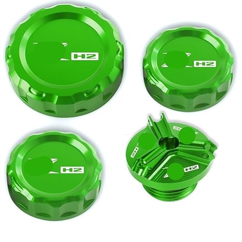 LEMING Ölbehälter Fluid Abdeckung Für Kawasaki ZH2 Z H2 H2SX SX SE Performance Zubehör Bremskupplungsflüssigkeitsbehälter Abdeckungen Kappen Amp Motorstopfen Öleinfülldeckel (Color : Green-ZH2)