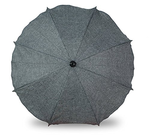 Universal Sonnenschirm Regenschirm für Kinderwagen und Sport Buggy, Babywagen Schirm mit Universal Halterung, UV-Schutz50+ Sonnensegel Sonnenschutz (Grauer Flachs)
