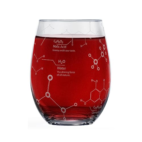 Greenline Goods Stemless Weingläser - 15 Unzen Science of Wine Tumbler (1er-Set) Geätzt mit Weinchemie-Molekülen