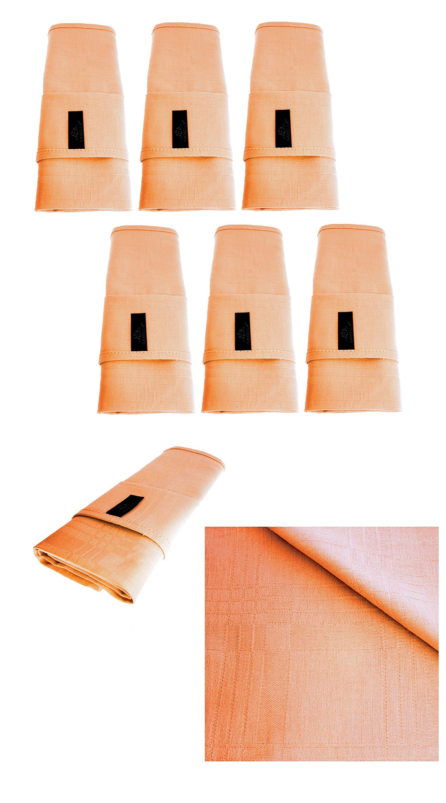 Gariella ► 6X Edel Stoff-Servietten/in Apricot/Orange/quadratisch / 45 cm x 45 cm/Tisch-Tücher/Mundtuch/Mundtücher Six Pack ◄