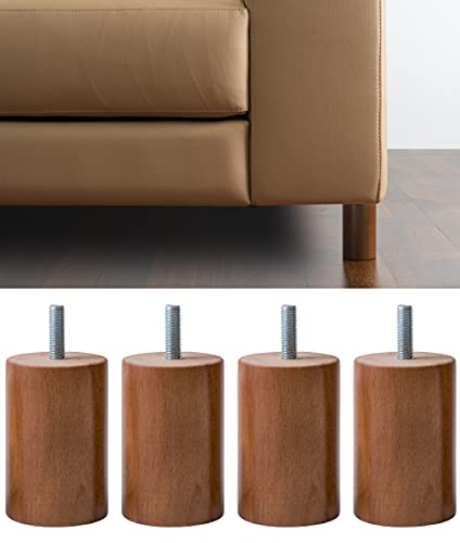 IPEA 4X Möbelfüße Sofa Füße aus Holz Farbe Walnuss – Höhe 100 mm – Made in Italy – Fuße fur Möbel, Sofas, Schränke – Beine in Zylinderform Massivholz fur Sessel