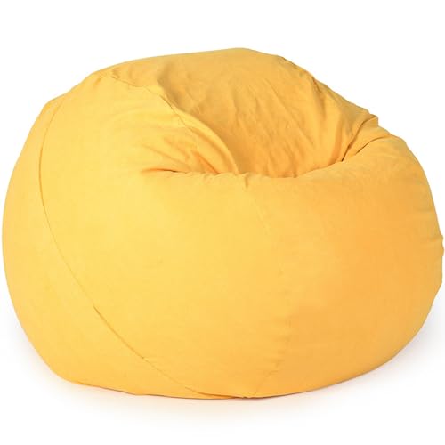 Sitzsack Abdeckung aus Premium-SHU-Samt-Baumwolle (ohne Füllstoff), Sitzsackhülle Lazy Lounger Sitzsack Stuhl Sofabezug für Kinder und Erwachsene,Gelb,3Ft