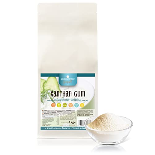 GOLDEN PEANUT Xanthan Gum Pulver 1 kg - Verdickungsmittel stabilisiert, bindend, kalorienarm und glutenfrei, ideal für Eisherstellung