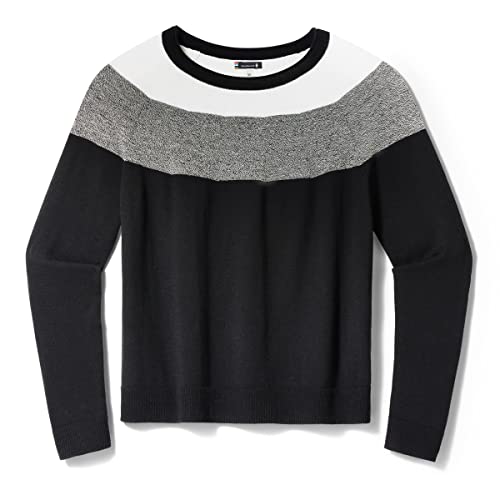 Smartwool Women's Edgewood Colorblock Crew Sweater, Black, XS