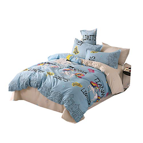 Kind Bettwäsche Set Bettbezug,Pink Lila Regenbogenpferd Muster Bettbezüge 200 x 230 cm + 2 Kopfkissenbezug Bettdecken Sets (200 x 230 cm)