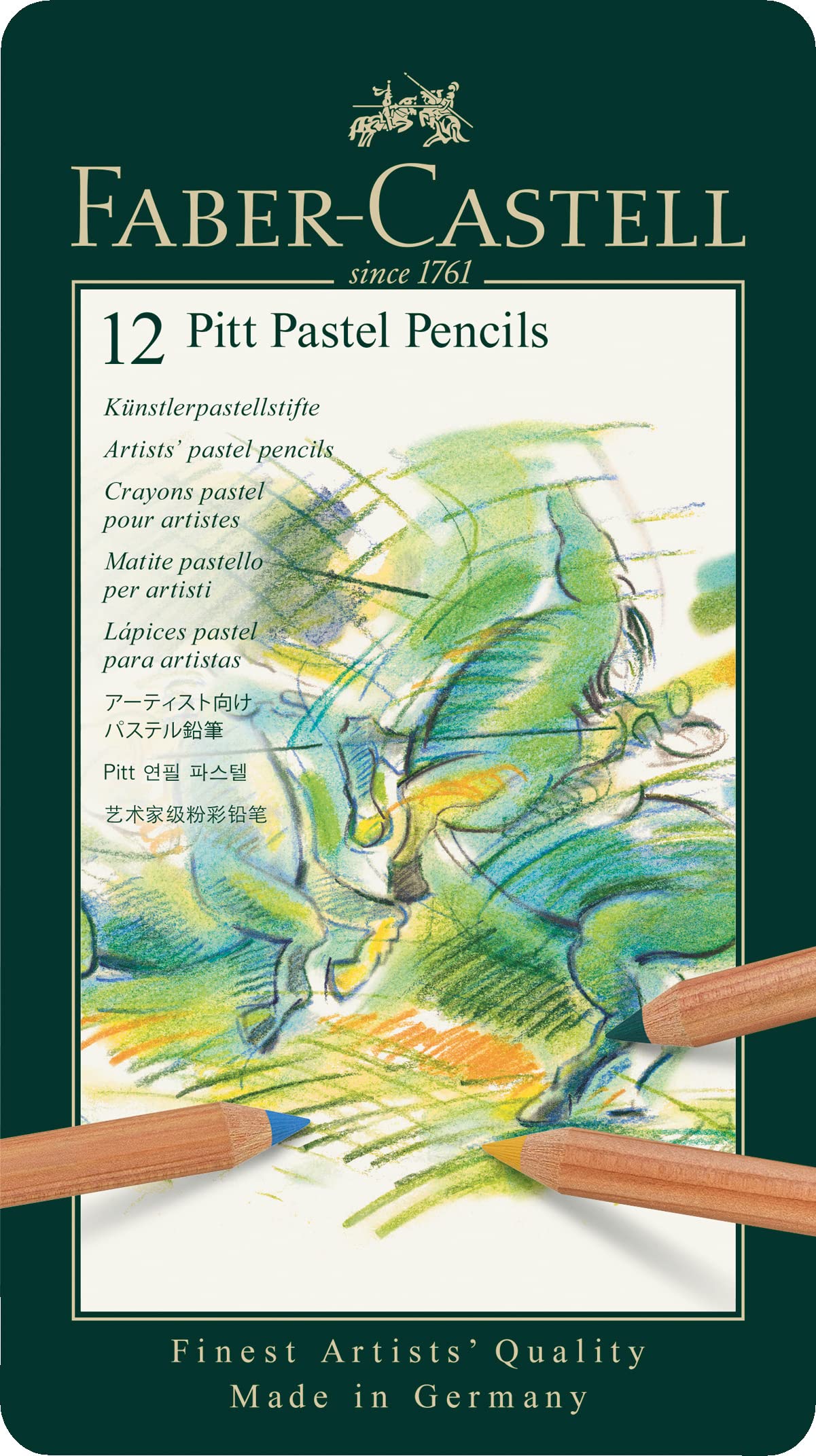 Faber-Castell 112112 - Farbstift PITT PASTELL, 12er Metalletui