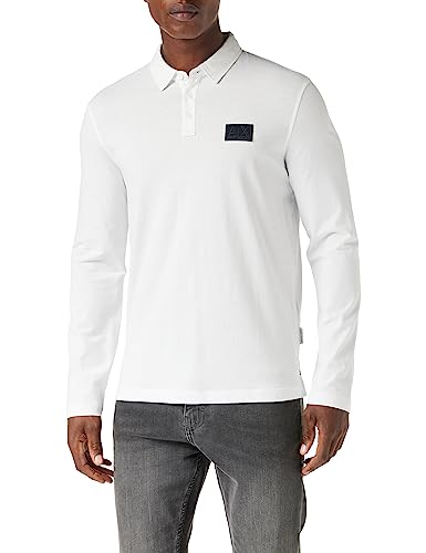 Armani Exchange Herren Sustainable, Regular Fit, Long Sleeves, Embossed Logo Polo Shirt, Weiß, M EU