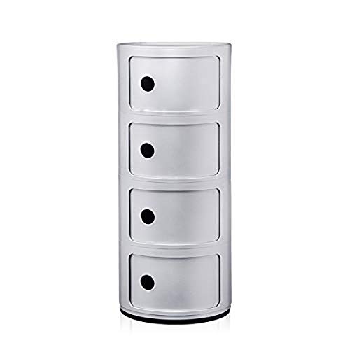 Kartell Componibili Container 4r, Kunststoff, Silber, 32 x 32 x 77 cm