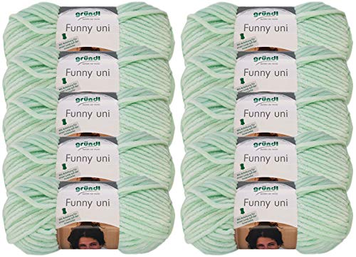 Gründl Wolle/HdK-Versand 10x100 Gramm Funny Uni Wollpaket Softgarn SB Pack Babygarn inkl. Anleitung für EIN Funny Bunny (04 Mint)