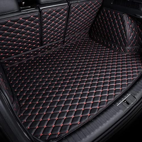 Vollabdeckung Kofferraummatte für Ford Escort 2015-2019, Antirutschmatte Kofferraum Schutzmatte Kofferraumschutz Zubehör,Full-Coverage-Black-red