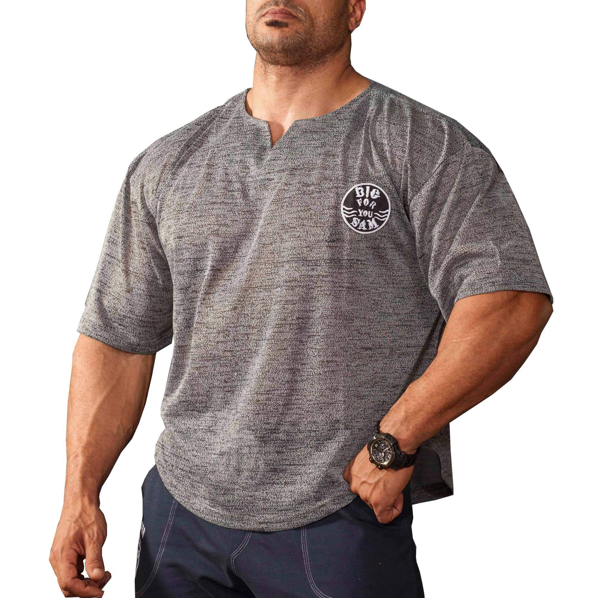 BIG SM EXTREME SPORTSWEAR Herren Ragtop Rag Top Sweater T-Shirt Bodybuilding 3142 grau M