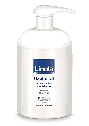 Linola Hautmilch - 500 ml im Spender | Körperlotion bei allen Formen trockener, beanspruchter sowie zu Neurodermitis neigender Haut