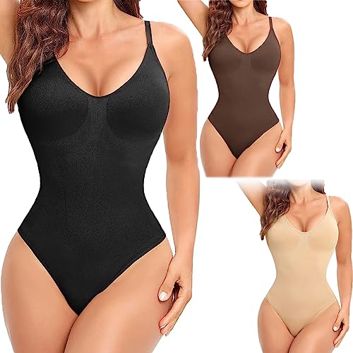 COLORIVE Ion Sculpting Bodysuit with Snaps,Shapewear Bodysuit for Women Tummy Control,Sexy Ribbed Sleeveless Shapewear Tank Tops Bodysuits (L, Black)