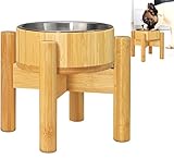 Erhöhter Bambusnapf für kleine Hunde – Set aus Napf, Innenschale und Ständer – (15,2 x 17,8 cm) für Welpen, Katzen und kleine Hunderassen