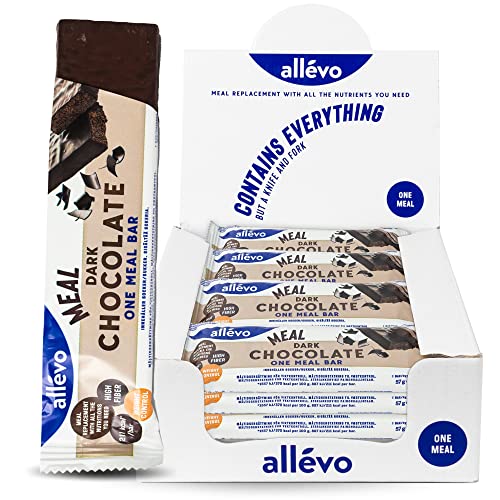 One Meal Bar - Dunkle Schokolade - Riegel - kalorienarmer Mahlzeitenersatz zur Unterstützung beim Abnehmen & Gewichtskontrolle - hoher Gehalt Protein, Ballaststoffen, Vitaminen - Allévo by Alpha Foods