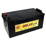 HR Solar AGM | 12V 230Ah Versorungsbatterie als Wohnmobilbatterie Bootsbatterie Solarbatterie Wohnwagenbatterie VRLA Vliesbatterie